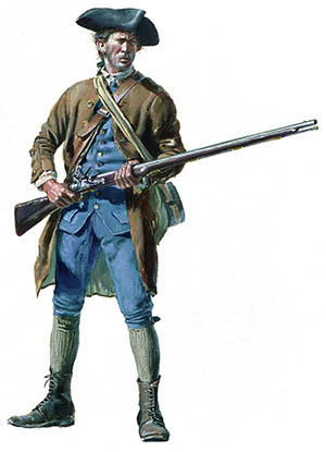 欧洲战争日益依赖职业军队，而美国殖民地的军队则严重依赖“公民士兵”或民兵。