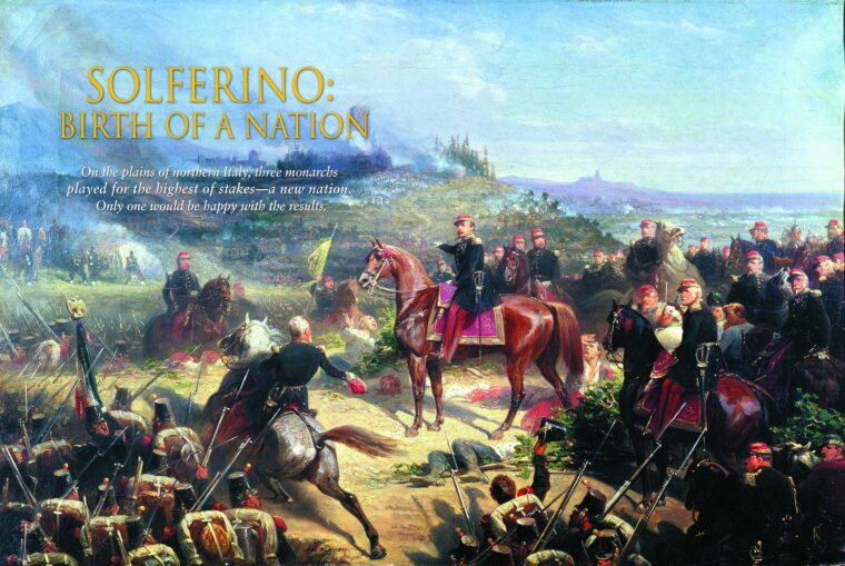 法国皇帝拿破仑三世,中心,指导行动的鲜紫红色。由阿道夫Yvon绘画。