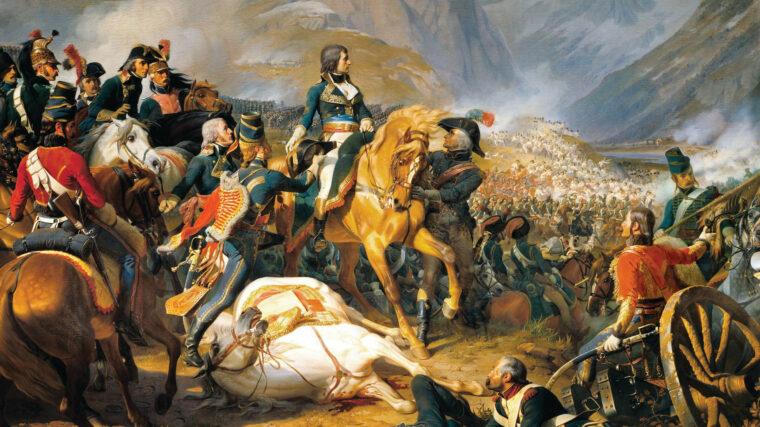 拿破仑·波拿巴换了一匹新马，他的意大利军队在阿迪杰河上的里沃利·韦罗内塞镇与奥地利军队交战。
