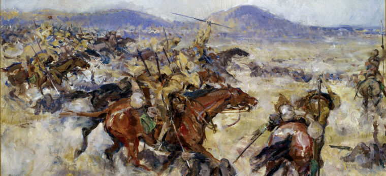 印度枪骑兵被一个奥斯曼的位置在世界末日在米吉多之战的第二天。