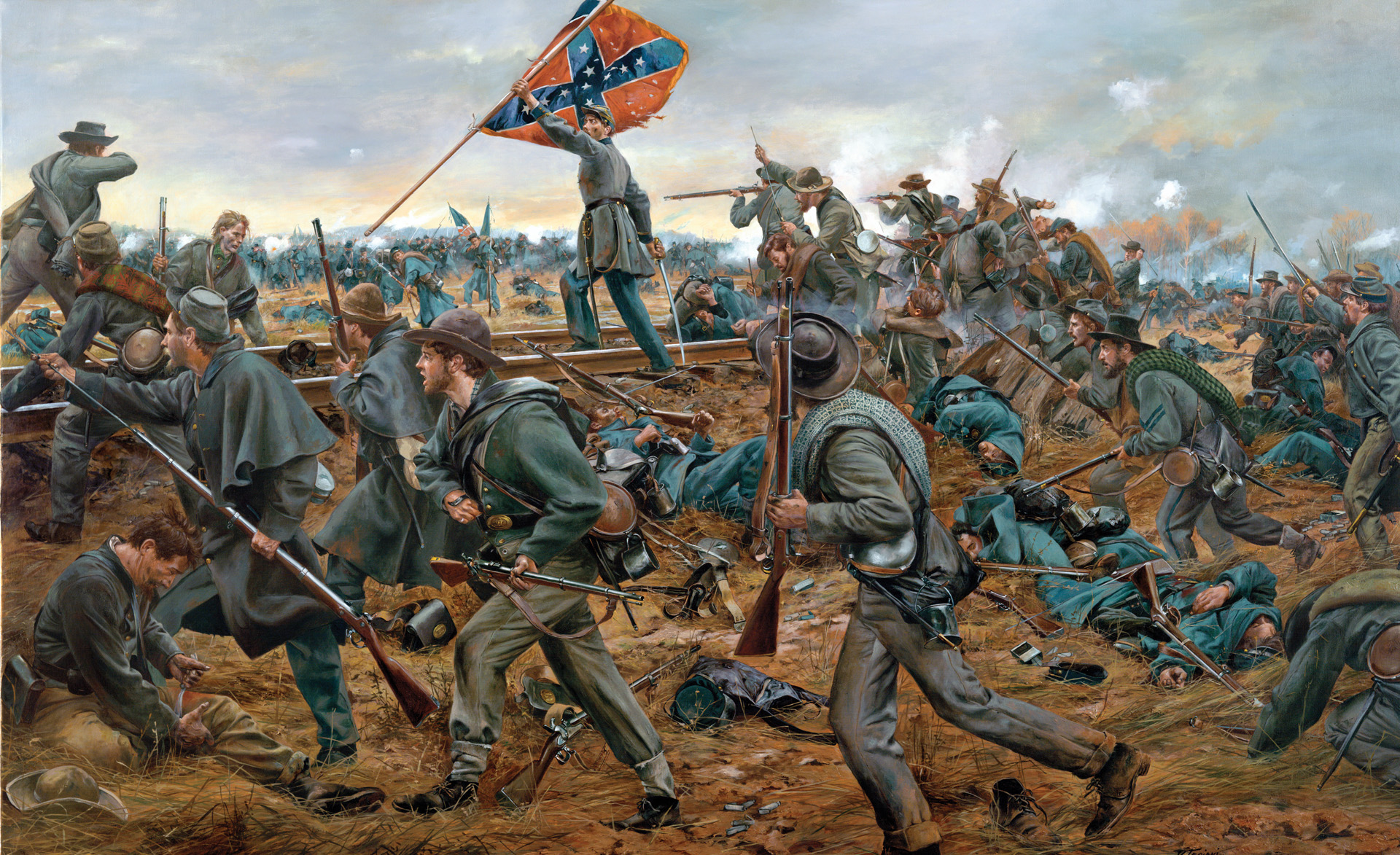 格鲁吉亚人劳顿的旅击退宾夕法尼亚储备在对南方右翼联盟攻击。