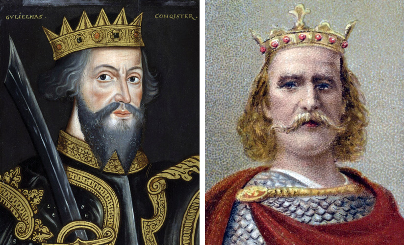 诺曼底公爵威廉(左)和King Harold Godwinson of England. William the Conqueror ruled England from 1066 to 1087.