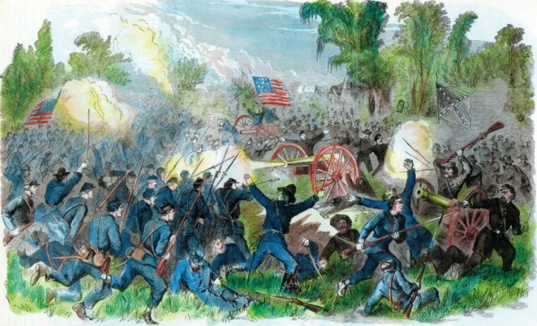 联邦军进攻位于密西西比州杰克逊州议会大厦和维克斯堡要塞之间的冠军山的南方联盟中心。冠军山战役被证明是维克斯堡战役的决定性战役。