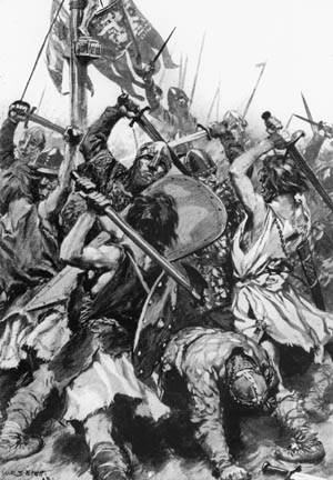在诺斯阿勒顿，参加黑斯廷斯战役的诺曼骑士的后代选择下马徒步战斗。在里面找出原因。