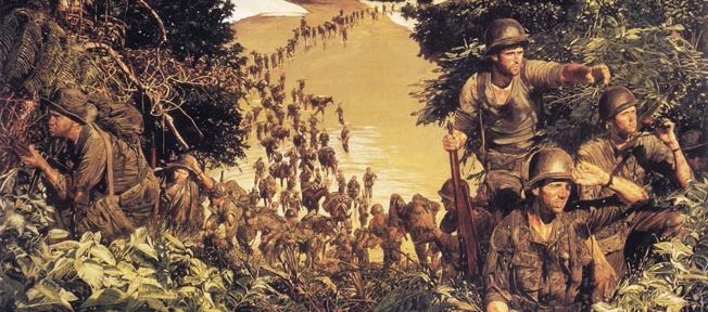 在缅甸战役中，弗兰克·梅里尔将军带领着他著名的梅里尔掠夺者队在荒凉的地形上与日军作战，成为了传奇。